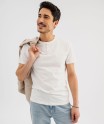 Tee-shirt manches courtes col tunisien homme